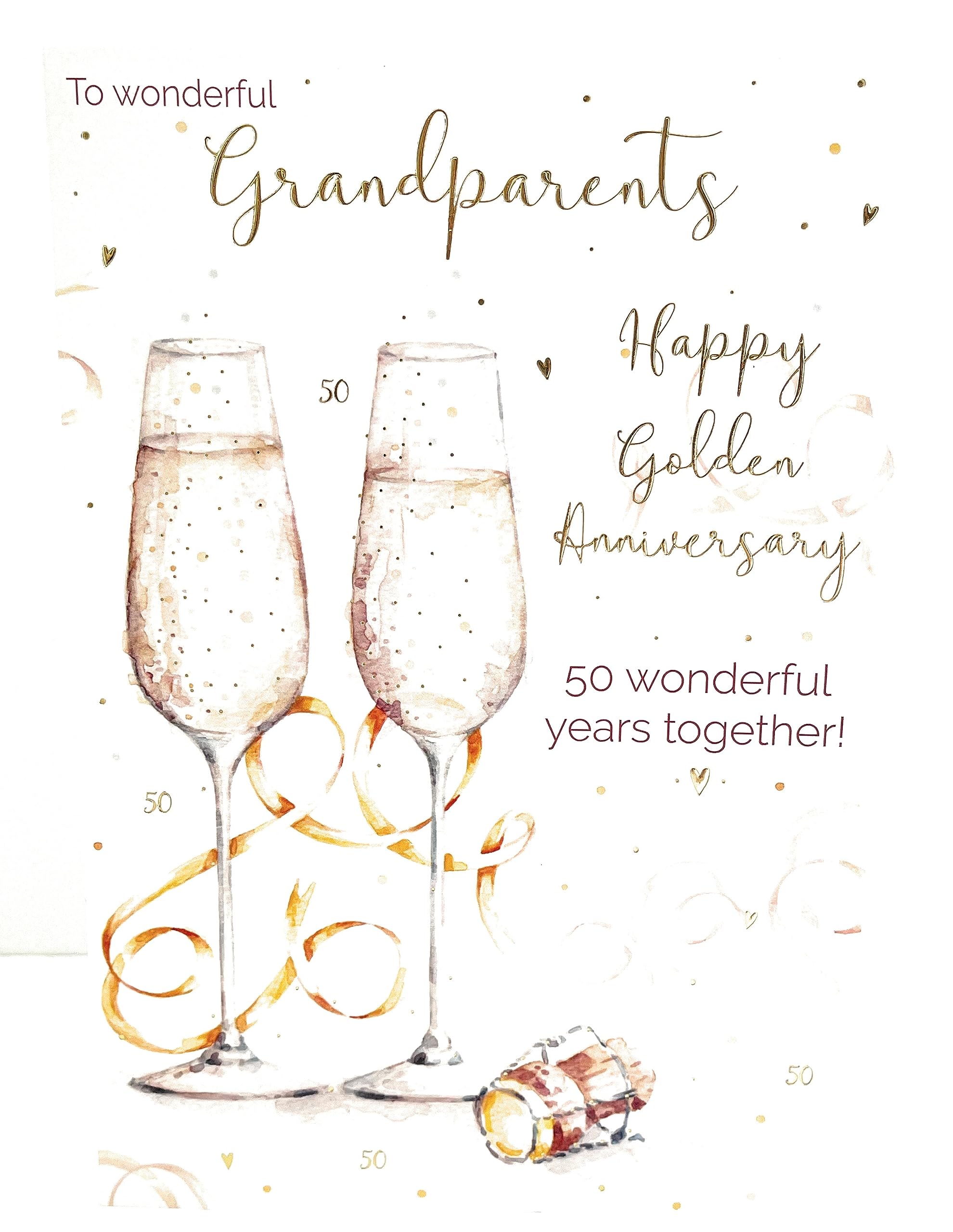 Wonderful Grandparents 50th Wedding Anniversary (ICG-8364) - Happy Golden Anniversary - Embossed and Foil Finish
