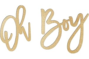 GXNI OH BOY Sign (Wooden/Gold) for Baby Shower Decorations，Party Banner, Gender Reveal, Baby Announcements, 1st Birthday Party, and Backdrop Wall Photo Prop