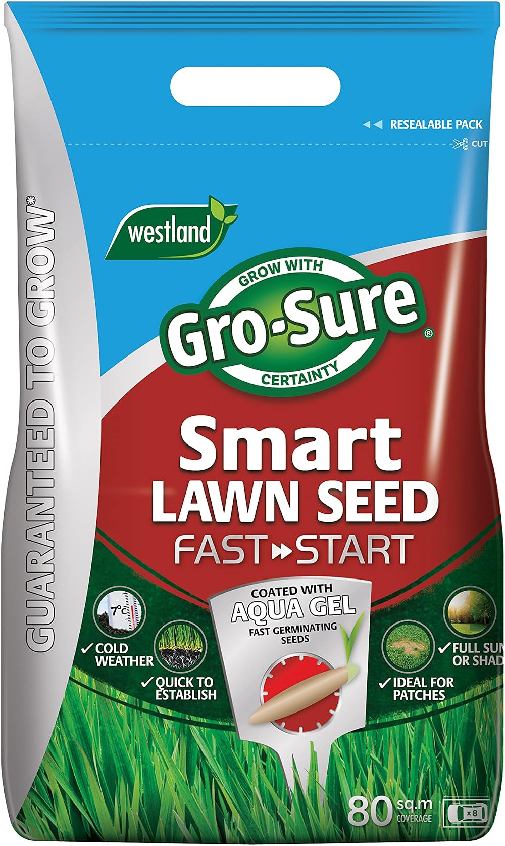 Gro-Sure Grass Seed Green 80 m2 - Cold Weather Germination Aqua Gel Coat