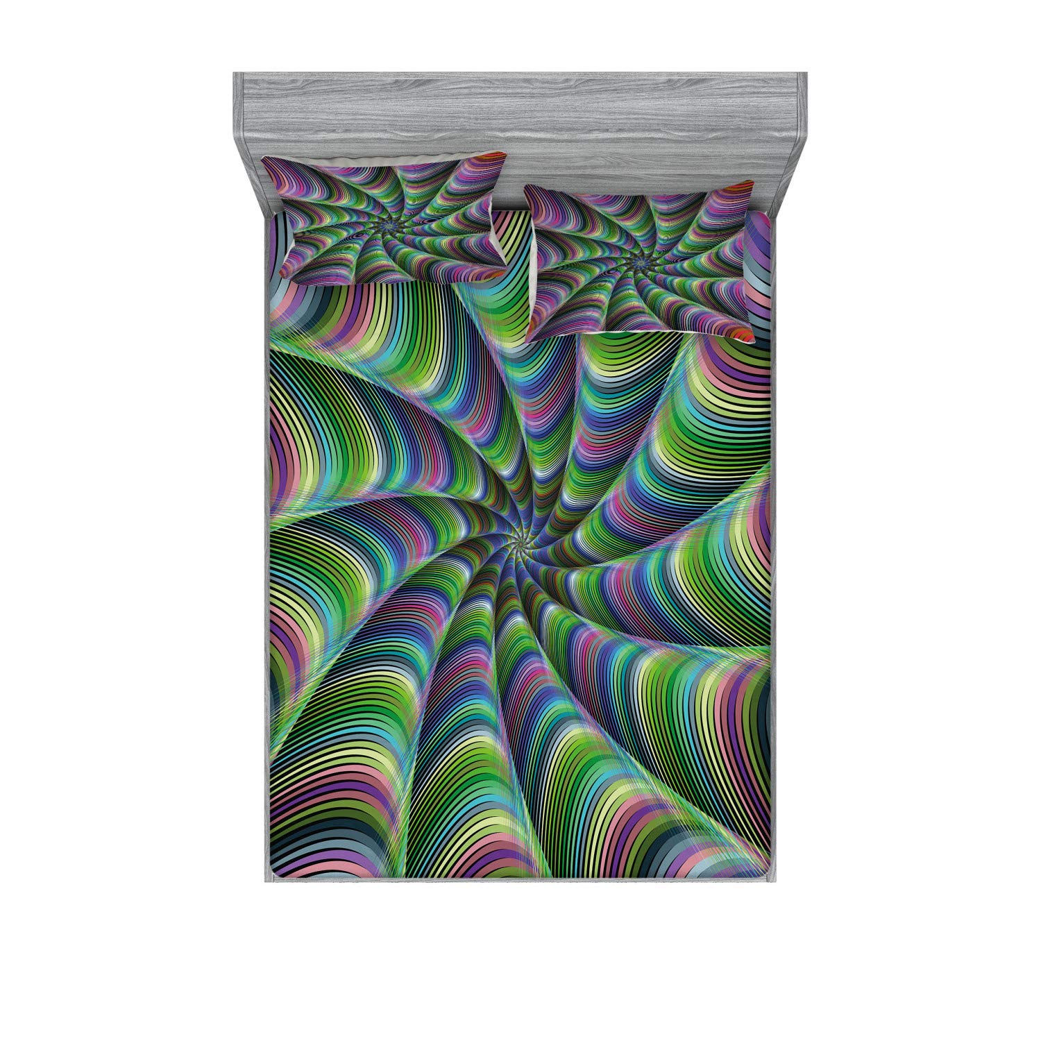 Ambesonne Fractal Fitted Sheet & Pillow Sham