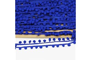 dlboboai Mini Pom Pom Trim Lace Polyester Small Round Ball Fringe Trim 18 Yards 12 mm Wide for Sewing Crafts Clothing Curtains Accessories Home DIY Decoration (Dark Blue,12mm/0.47 inch Wide)