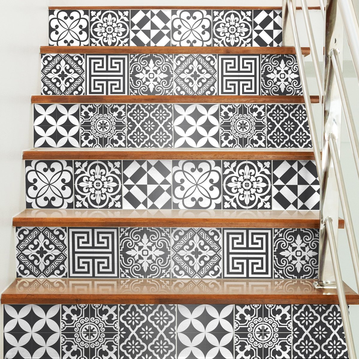 Ambiance Sticker Self-Adhesive Decorative Wall Decal Cement Tile for Bathroom and Kitchen Traditionnels Nuance de Gris - Pack of 60 Stickers of 10 x 10 cm