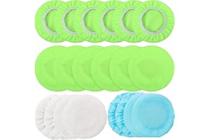 Mudder 20 Pieces Car Orbital Buffer Polisher Pad Bonnet Microfiber Max Bonnet Polishing Buffing Pad Cover(Fluorescent Green,5-6 Inches)
