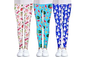 iLover Toddler Girls Cute Stretch Athletic Leggings Little Kids High Waisted Yoga Pants Ankle Length
