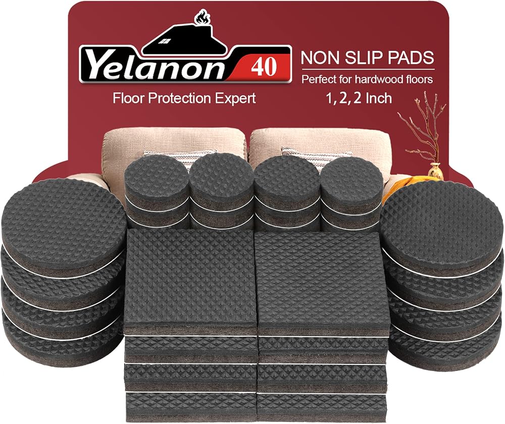 Yelanon Non Slip Furniture Pads 40 pcs 4x4 inch Heavy Duty 5mm
