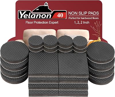 Yelanon Non Slip Furniture Pads 40 pcs 4x4 inch Heavy Duty 5mm