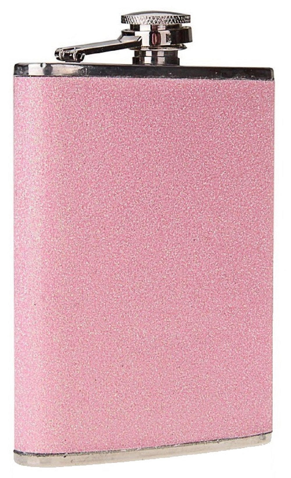 7oz Stainless Steel Hip Flask with Glitter Wrap (Pink)