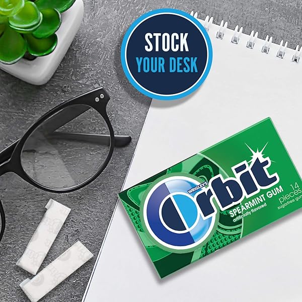 WRIGLEY’S ORBIT GUM SUGAR-FREE SPEARMINT – 12 PACKS IN BULK, 14 PIECES EACH – CHEWING GUM, 168 TOTAL PIECES