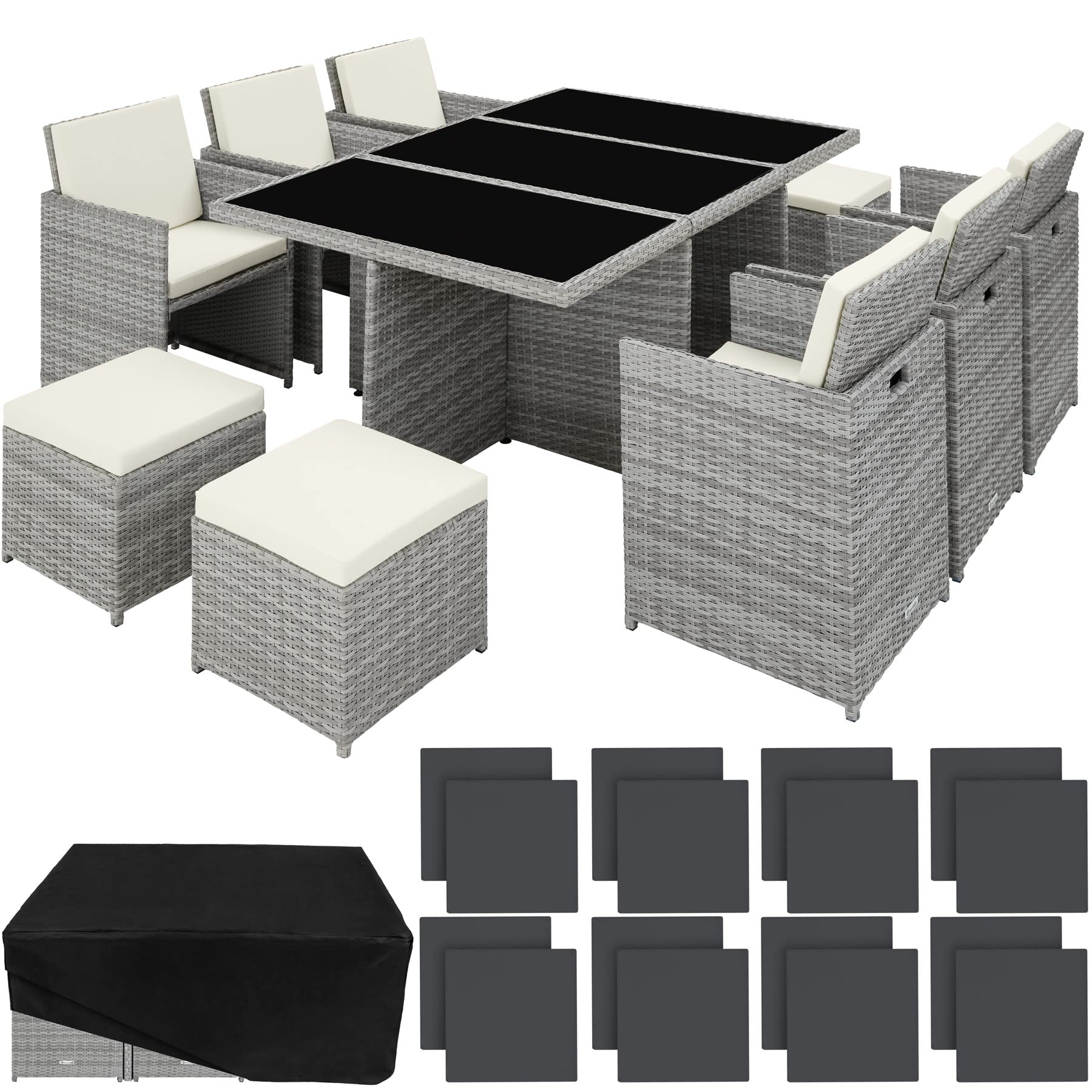 tectake-800855-Conjunto-de-Muebles-de-Jardin-Poliratan-Set-Exterior-6X-Sillas-4X-Sillones-Puf-1x-Mesa-Incl-Funda