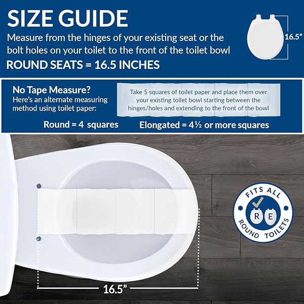 BEMIS 500EC DURABLE WOOD TOILET SEAT WITH EASY CLEAN HINGES, MADE IN USA, ROUND, BISCUIT