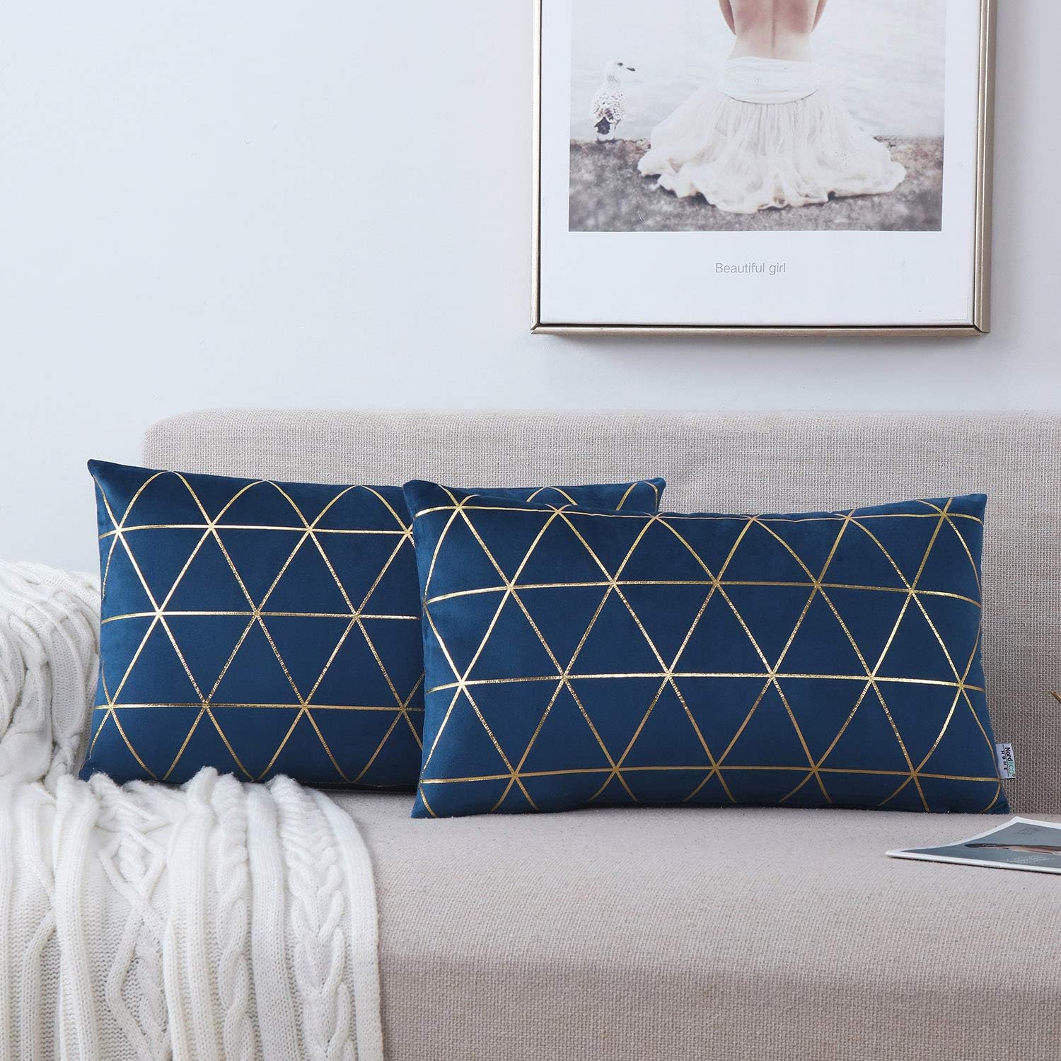 NordECO HOME Pack of 2 Throw Pillow Covers Cases - Square Decorative Cushion Covers for Sofa Couch Bed Home Decoration, 18 x 18, White: Home & Kitchen