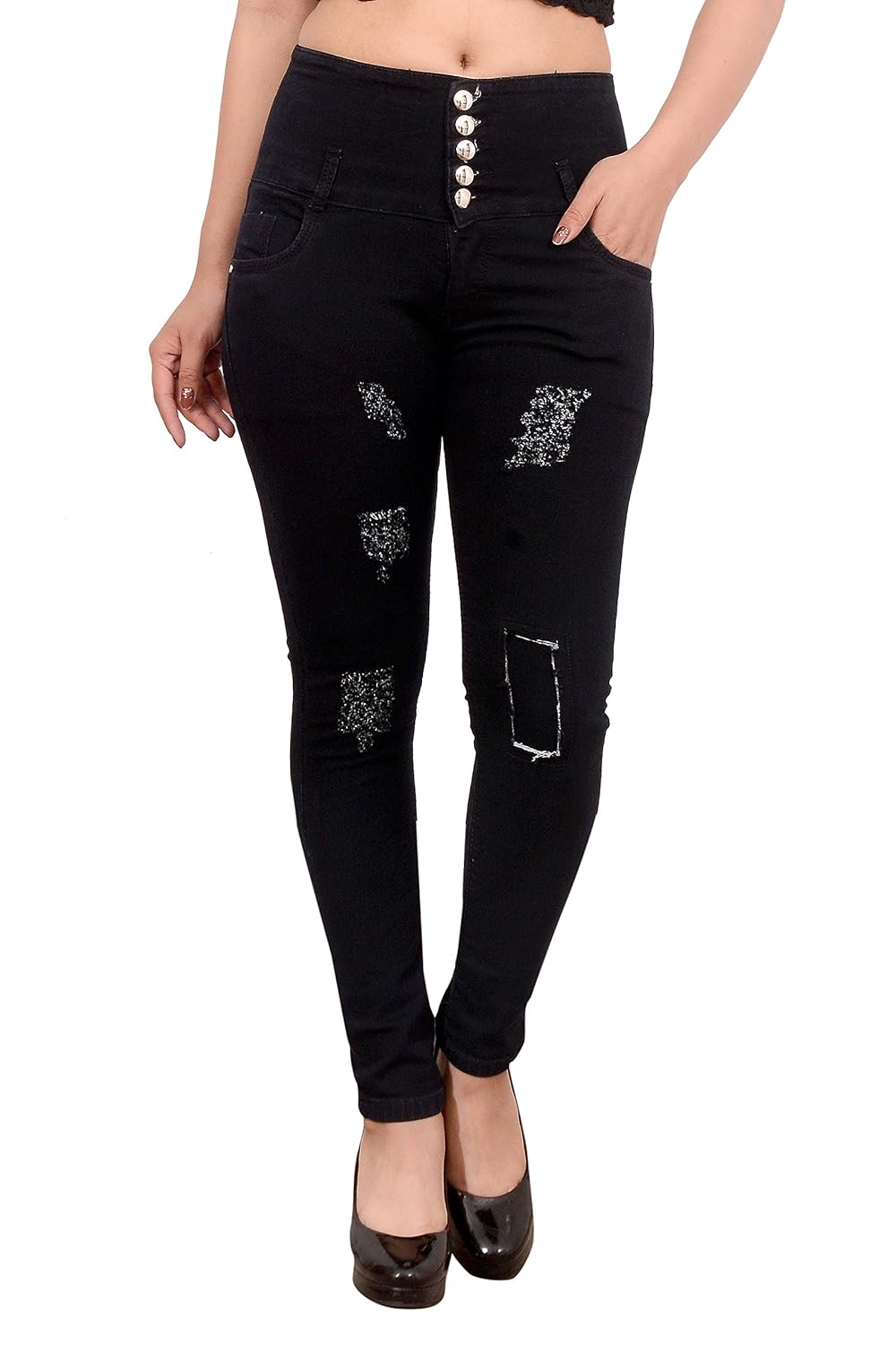 blinkin highwaist streetlook distress jeans for women (stretchable denim fabric )