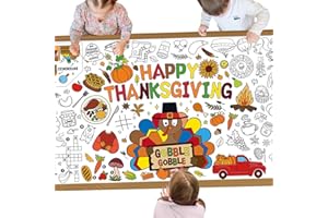 YQUQWN Thanksgiving Tablecloth Giant Coloring Poster 71×35 Inch Turkey Theme Thanksgiving Party Multifunctional Paper Coloring Tablecloth for Kids Gift