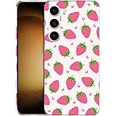 SuzaCase Back Case for Samsung Galaxy S23 5G, Samsung S23 Case with Stylish Strawberry Pink Pattern Design Printed Cute, Sleek Durable Hardshell Protective Case/Cover for Samsung S23 5G