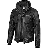 Blingsoul Mens Leather Jacket Detachable Hooded Black Leather Jackets For Men