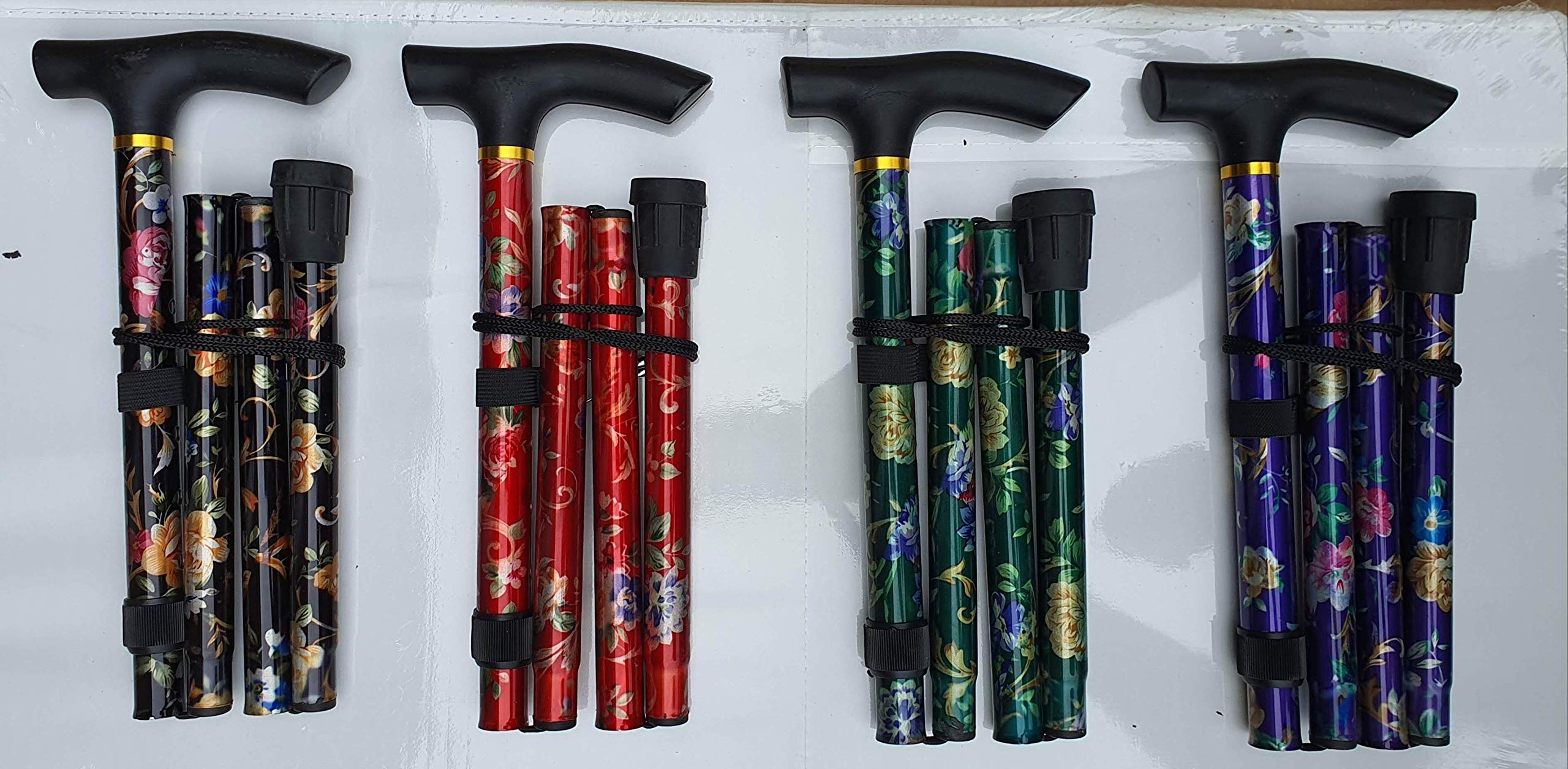 Folding Cane Walking Stick Assorted Colours, Adjustable from 33-37 inchesFlexible and Durable Walking Aid, Collapsible Walking Stick & Mobility Aid, Healthcare Sleek Ergonomic (Fancy Print)