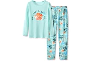 TEBBIS Trendy Tie Dye Spiral Pajamas for Girls 2-Piece Soft Long Sleeve & Pants PJ Set Jammies Size 6-18