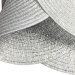 SHACOS Silver Glitter Round Braided Placemats Set