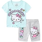 Hello Kitty Sanrio Girls 2 Piece Short Sleeve T-Shirt and Bike Shorts Set for Big Kids