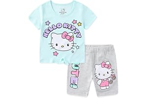 Hello Kitty Sanrio Girls 2 Piece Short Sleeve T-Shirt and Bike Shorts Set for Big Kids