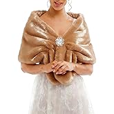 Tgirls Women's Wedding Faux Fur Shawl and Wraps Bridal Fur Stole Fur Scarf for Bride and Bridesmaids