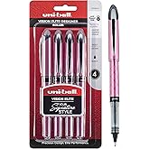 Uni-Ball Vision Elite Rollerball Pens, Black Pens 4-Pack - Stylish Bold Pens with 0.8mm Ink, Ink Black Pen, School Pens, Smoo