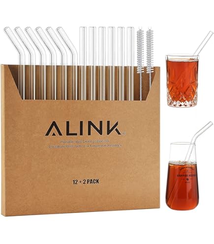 Paille Milkshake Lot De 12 Pailles En Verre Réutilisables Pour Smoothie, Milkshakes - 2 Paille Plastique