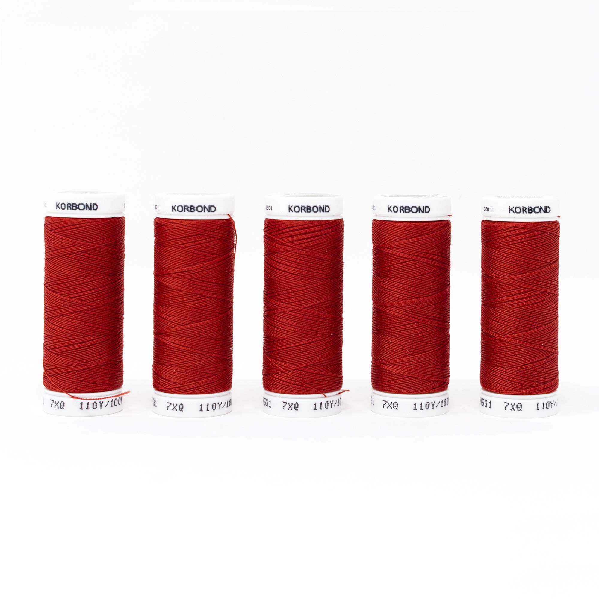 KORBOND Polyester All Purpose Thread – 500m Total – Red - 5 x 100m Reels for Hand and Machine Sewing