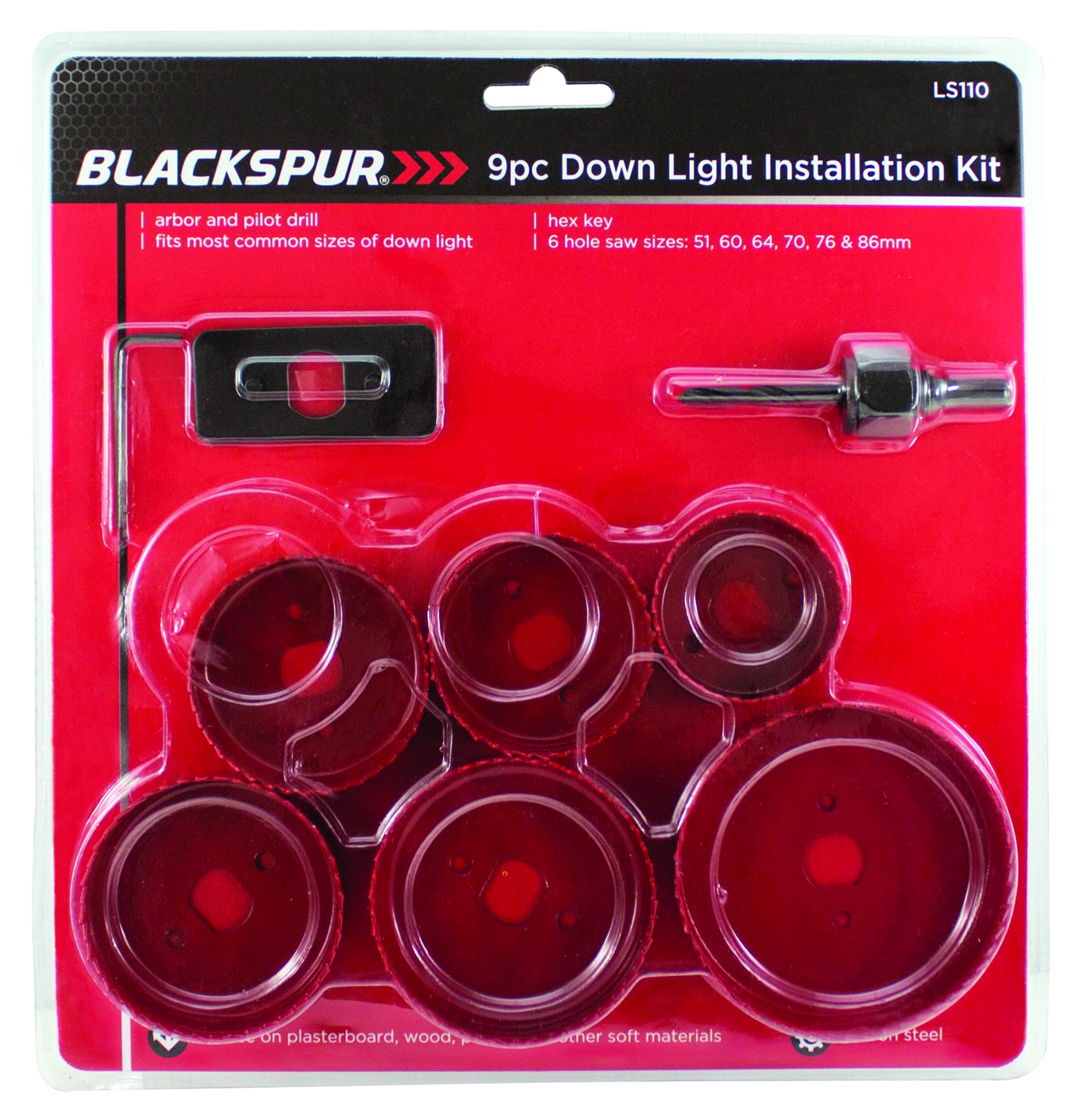 Blackspur Downlighter Instalation Holesaw Kit - 9 Pieces BB-LS110
