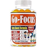 BrightKids Brain Supplements for Memory and Focus, Omega 3 & DHA Focus Gummies for Kids, Memory Booster Focus Supplement for Kids & Teens- Low-Sugar, Natural Fruit Flavor 60 Gummies