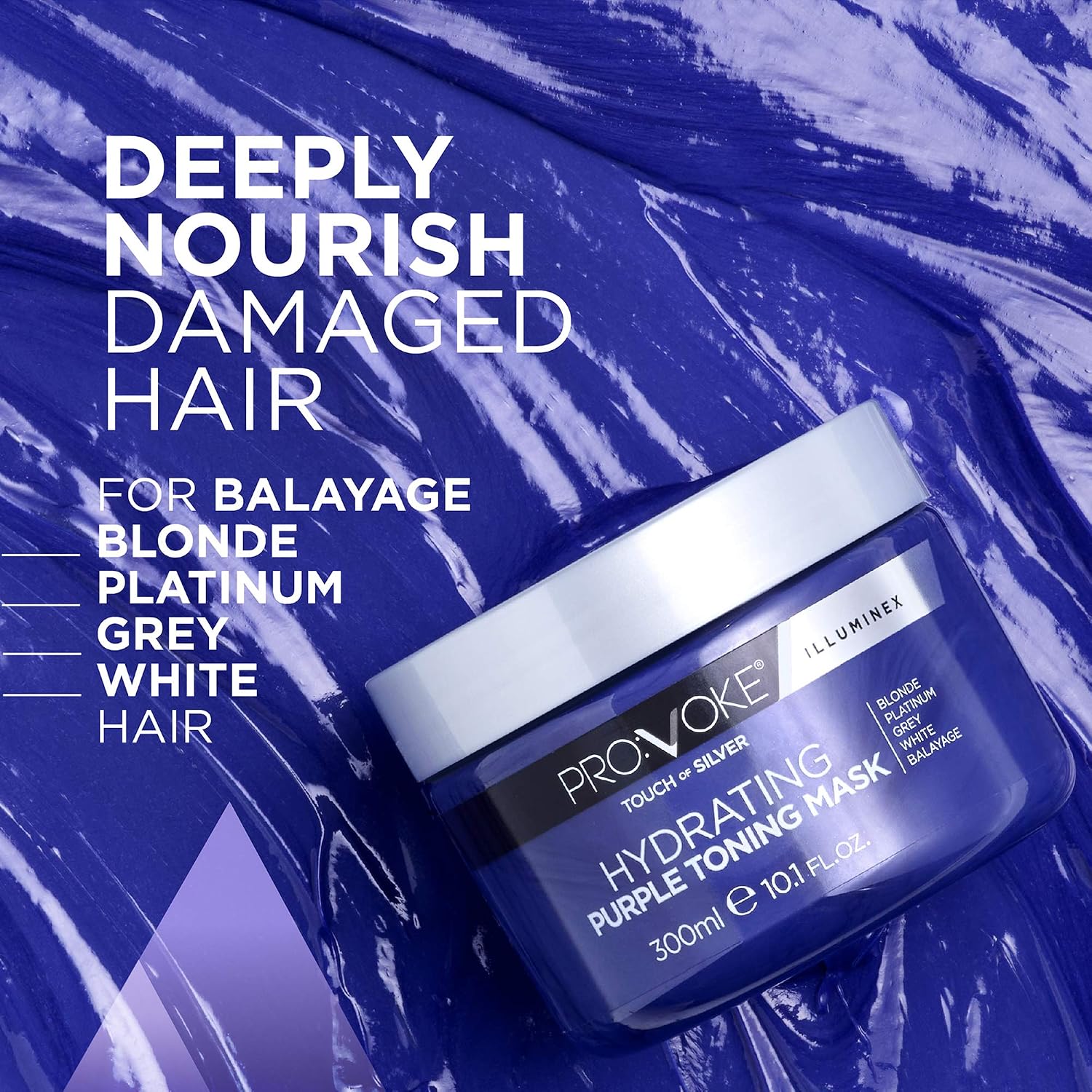 PRO:VOKE Touch of Silver Hydrating Purple Toning Hair Mask 300 ml | Purple Conditioner for Blonde, Platinum, White or Grey hair | Purple Shampoo Alternative to Banish Brassy Tones - Image 5