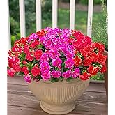 Artificial Faux Outdoor Flowers Plants For Spring Decor, Fake Silk Colorful Camellia UV Resistant Look Real for Planter Outside Porch Patio Balcony Garden Yard Home Decoration, 3 Large Bundles