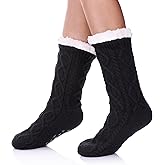 SDBING Women's Winter Super Soft Warm Cozy Fleece Lined Fuzzy Slipper Socks with Grippers