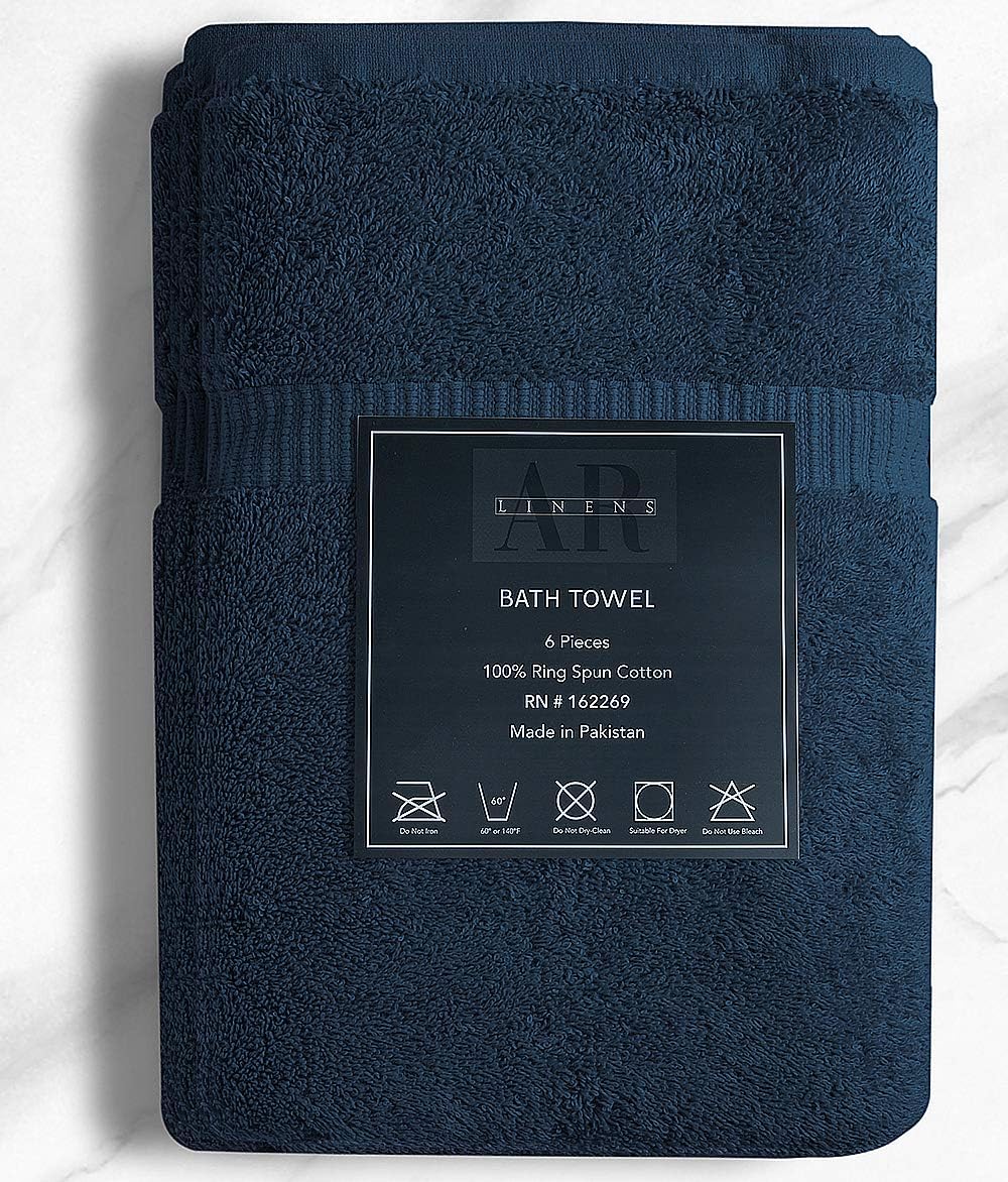 Bath Towel 100% Ring Spun Cotton Grey 24"x48" Pack of 6 Hotel and Spa Quality Home Gym Medium Towel Bathroom Set Towels for Bathroom Highly Absorbent Quick Dry Luxury Towel Set: Kitchen & Dining