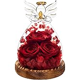YDKGPSH Gifts for Women Preserved Rose in Glass Angel Forever Long-Lasting Real Flowers for Mother's Day Wedding Valentine's Day Birthday Christmas