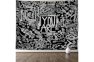 KJHL Quote You Are Wall Tapestry Black and White Inspirational Classroom Kids Tapestries Wall Hanging Motivational Positive Affirmations Saying Aesthetic Tapestry for Bedroom Dorm(30" x 40")