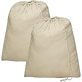 WHITEWRAP Laundry Bags | 28”x36” | 2-Pack | Natural Cotton, Extra Canvas Heavy Duty Drawstring Bag| Ideal for Hotels, Airbnb’