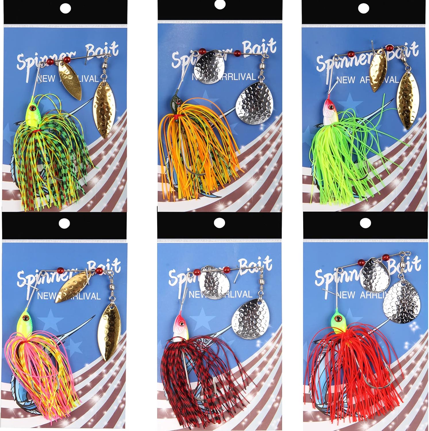 Fishing Lures Spinnerbait, 12pcs Bass Trout Salmon Walleye Hard Metal Spinner Baits Kit Jig Hooks Lures for Freshwater Saltwater Fishing : Sports & Outdoors