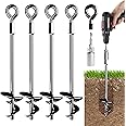 15'' Ground Anchors Screw in - Heavy Duty for High Winds - Ground Stakes Earth Anchors - Shed Anchor Kit Auger Anchor, Swing Set, Tent, Trampoline, Gazebo, Carport, Trap Anchors Hurricane Tie Down
