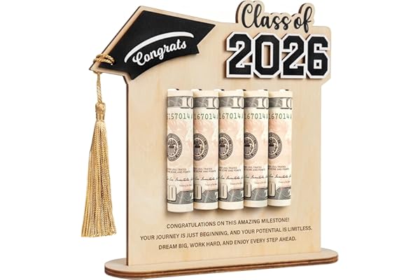 Graduation Money Holder 2026, Wooden Class of 2026 Graduation Gifts Money Holder, Unique Graduate Gifts for Him Her Daughter Son Seniors, Grad Cash Holders for University, College (Wood 2026)