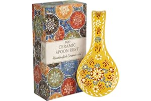 BCS Ceramic Spoon Rest Unique Hand Painted Spoon Holder for Stove Top and Kitchen Counter - Kitchen Decor with Floral Design 