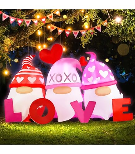 5ft Valentine Inflatable Gnomes - LED Lighted Outdoor Yard Decorations For Couples