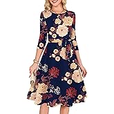 RUMIA Women's Cocktail Dresses 3/4 Sleeve Vintage Wedding Guest Dress (XS-3XL)