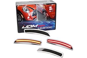 iJDMTOY Smoked Lens Amber/Red Full LED Side Marker Light Kit Compatible With Gen3 MINI Cooper F55 F56 F57, Powered by Total 160-SMD LED, Replace OEM Sidemarker Lamps