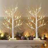 Christmas Decorations Indoor,2 Pack 2 FT Lighted Birch Tree with Led Lights | Christmas Tree Decorations,Table Top Decor for Home Hanging Ornament Halloween Decorations Indoor,Valentines,Battery Operated