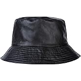 ZLYC Unisex Fashion Bucket Hat PU Leather Rain Hat Waterproof Fishmen Cap