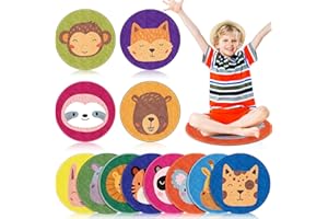 Drydiet 12 Pcs Carpet Circle Seats for Classroom, 16" Animal Classroom Floor Mats Non Slip Round Rug Soft Thin Circle Time Ma