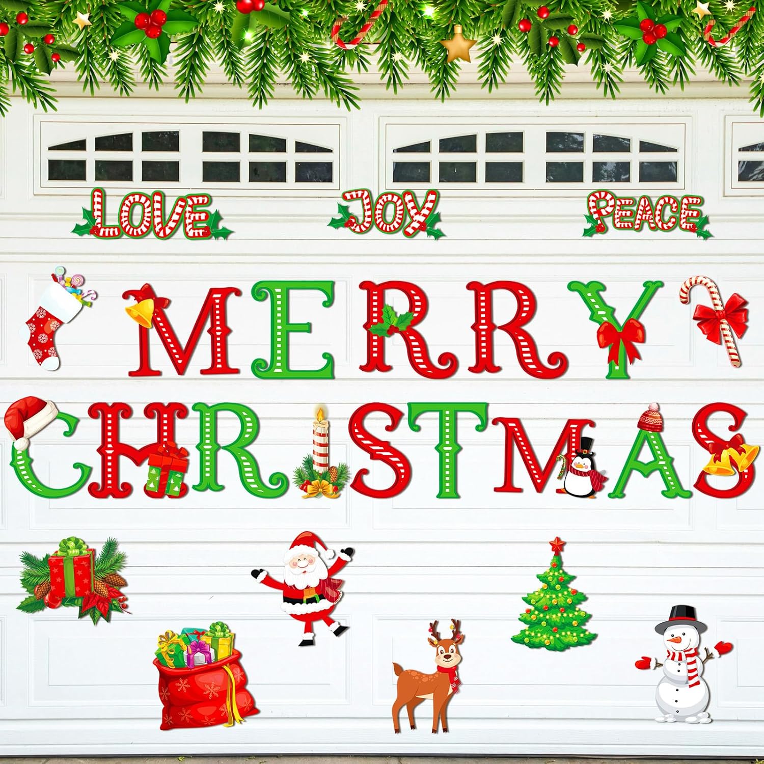 Garage Door Decorations - Copkim Christmas Garage Door Magnets Decoration Magnetic Garage Door Decor Set Christmas Refrigerator Magnets Decals Buffalo Plaid Santa Snowman Car Magnets Stickers for Outdoor Xmas Holiday (Santa)