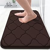 OLANLY Memory Foam Bath Mat Rug 24x16, Ultra Soft and Absorbent Bathroom Rugs, Non-Slip, Comfortable, Machine Washable Bath Carpet for Bathroom Floor, Tub, Shower and Home Decor Accessories, Brown