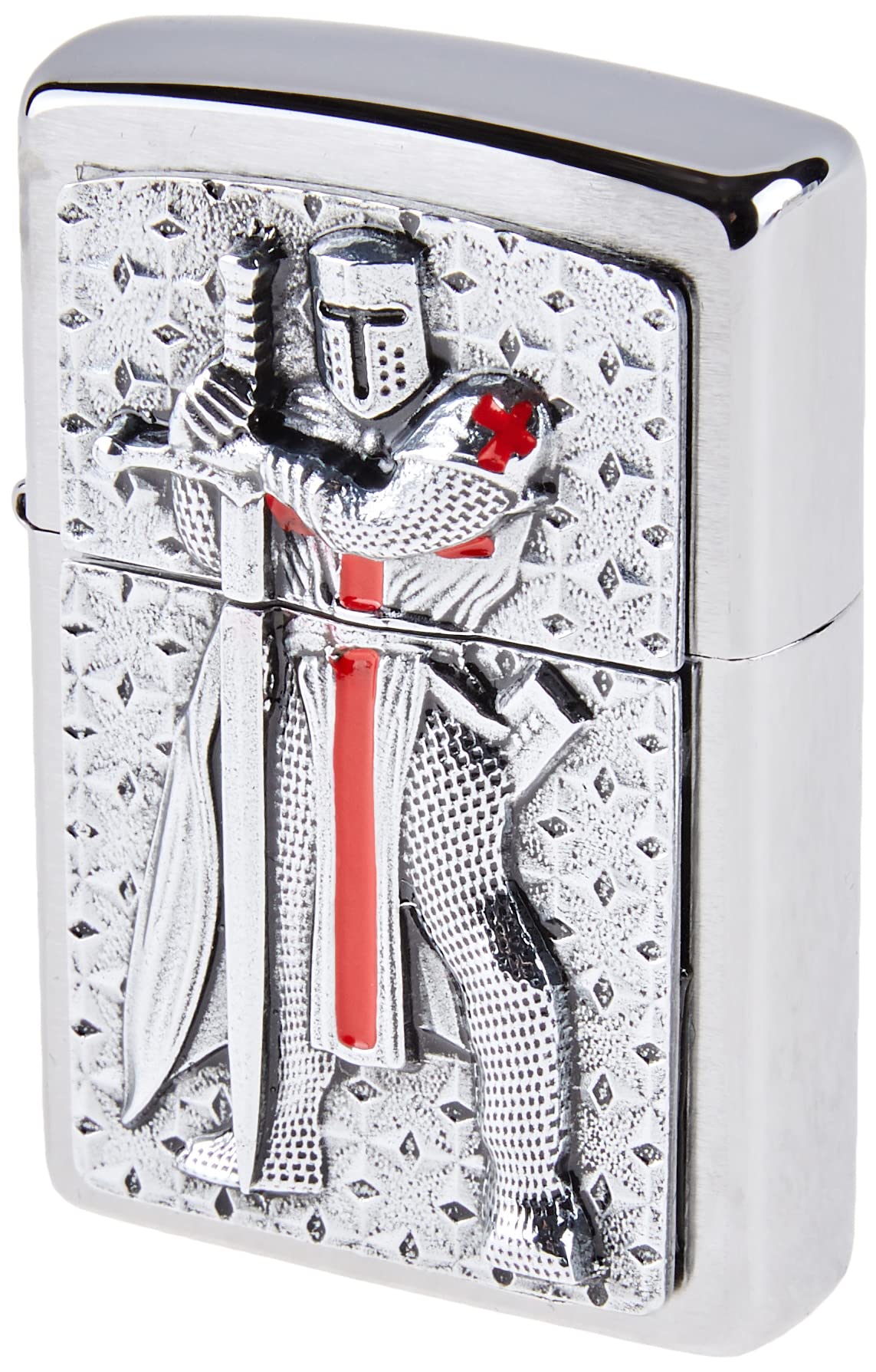 Zippo Windproof Lighter - Templer II - Satin Chrome, Emblem - Refillable for Lifetime Use - Adjustable Flame - Gift Box - Metal Construction - Made in USA
